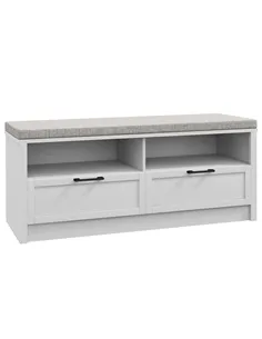 HOMCOM Shoe Bench with Removable Cushion, Shoe Storage Bench with Padded Seat, Open Compartments and Drawers for Entryway Hallwa