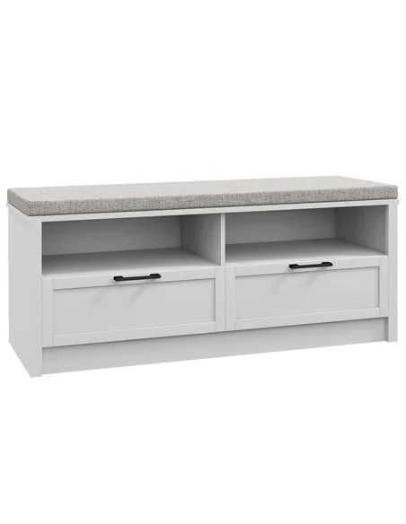 HOMCOM Shoe Bench with Removable Cushion, Shoe Storage Bench with Padded Seat, Open Compartments and Drawers for Entryway Hallwa