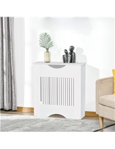 HOMCOM Painted MDF Radiator Cover Heater Cabinet Modern Slatted Home Furniture Living Room Bedroom Worktop White 82H x 78W x 19D 2