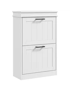 HOMCOM Two-Drawer Minimalistic Shoe Storage Cabinet, for 10 Shoes, White