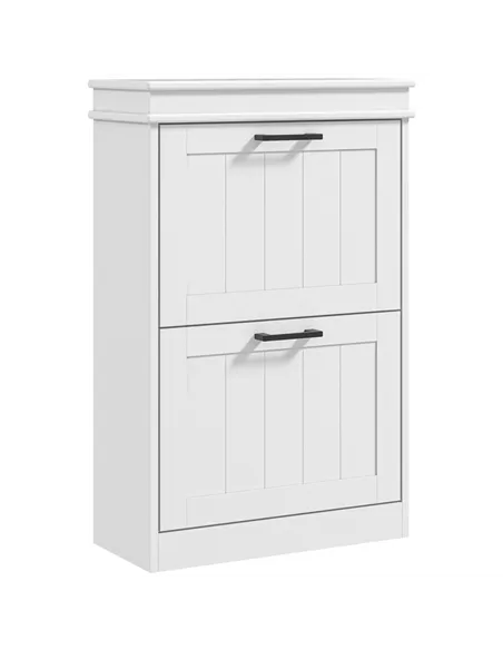 HOMCOM Two-Drawer Minimalistic Shoe Storage Cabinet, for 10 Shoes, White