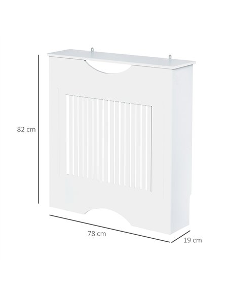 HOMCOM Painted MDF Radiator Cover Heater Cabinet Modern Slatted Home Furniture Living Room Bedroom Worktop White 82H x 78W x 19D