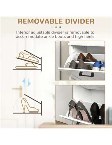 HOMCOM Two-Drawer Minimalistic Shoe Storage Cabinet, for 10 Shoes, White