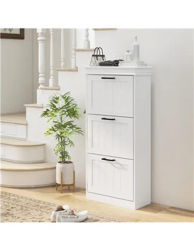 HOMCOM Three-Drawer Minimalistic Shoe Storage Cabinet, for 15 Shoes