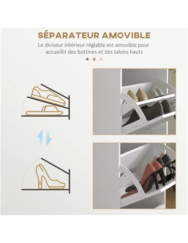 HOMCOM Three-Drawer Minimalistic Shoe Storage Cabinet, for 15 Shoes