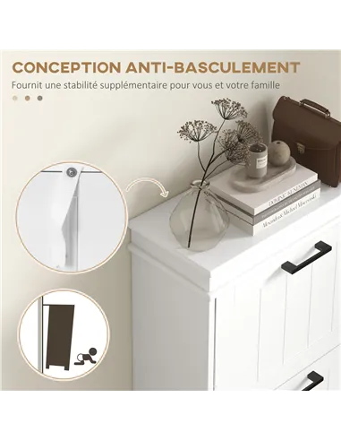 HOMCOM Three-Drawer Minimalistic Shoe Storage Cabinet, for 15 Shoes