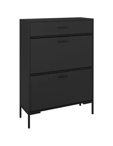 HOMCOM Three Drawer Slim Shoe Storage Cabinet, 12 Shoe Pairs - Black