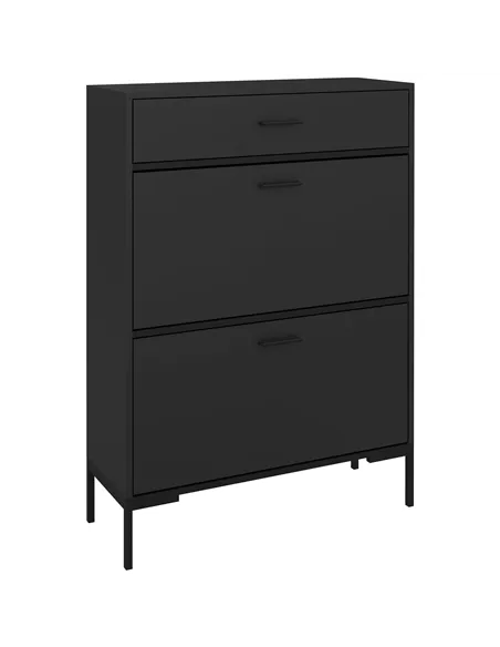 HOMCOM Three Drawer Slim Shoe Storage Cabinet, 12 Shoe Pairs - Black