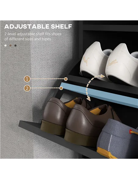 HOMCOM Three Drawer Slim Shoe Storage Cabinet, 12 Shoe Pairs - Black