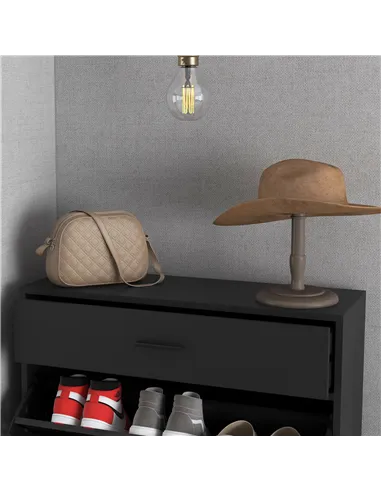 HOMCOM Three Drawer Slim Shoe Storage Cabinet, 12 Shoe Pairs - Black