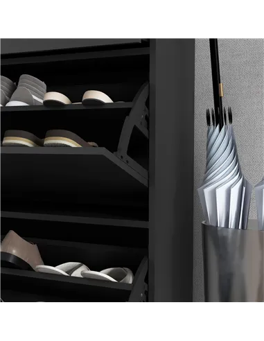 HOMCOM Three Drawer Slim Shoe Storage Cabinet, 12 Shoe Pairs - Black