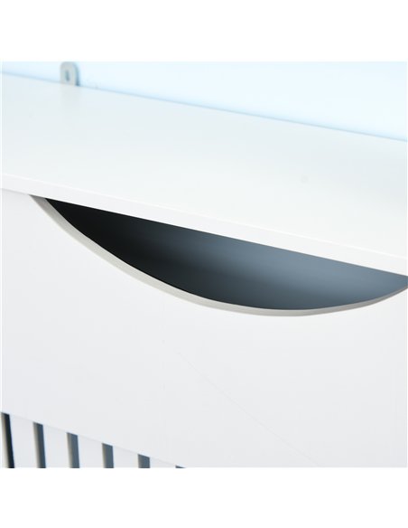 HOMCOM Painted MDF Radiator Cover Heater Cabinet Modern Slatted Home Furniture Living Room Bedroom Worktop White 82H x 78W x 19D