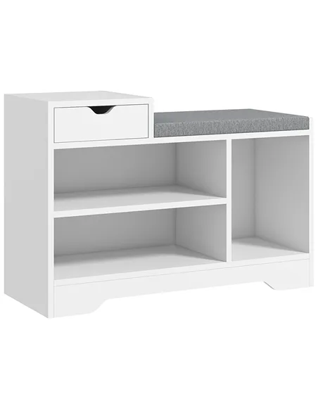 HOMCOM Multi-Compartment Shoe Bench, with Seat - White