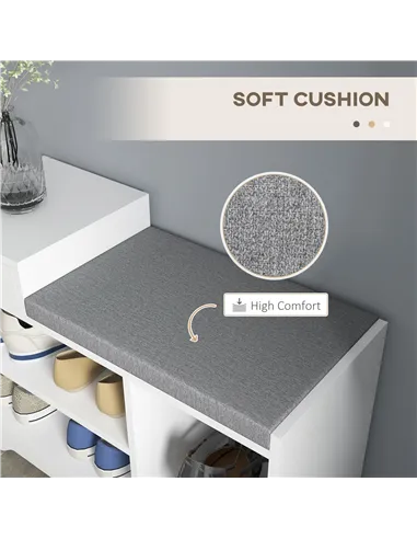 HOMCOM Multi-Compartment Shoe Bench, with Seat - White