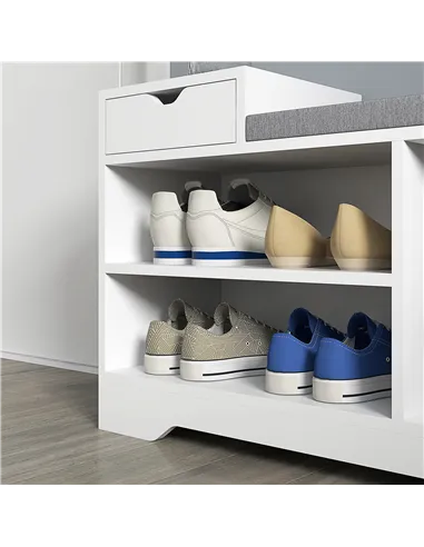 HOMCOM Multi-Compartment Shoe Bench, with Seat - White