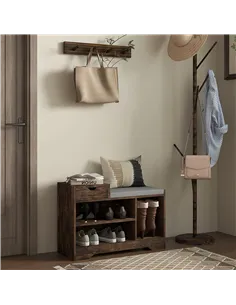 HOMCOM Multi-Compartment Shoe Bench, with Seat - Rustic Brown 2