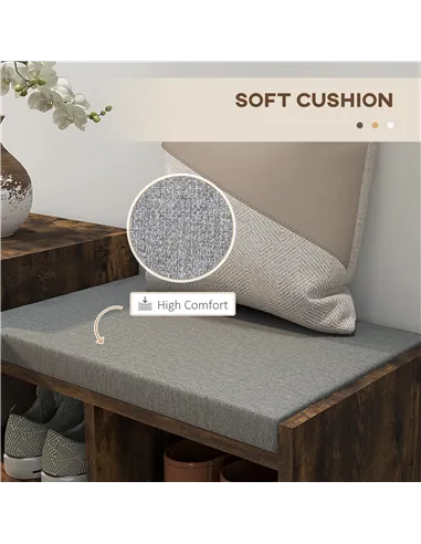 HOMCOM Multi-Compartment Shoe Bench, with Seat - Rustic Brown