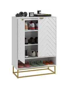 HOMCOM Shoe Storage Cabinet, Modern Shoe Cupboard with Open Shelf, Adjustable Shelf, 6 Vents, Shoe Rack for 12 Pairs of Shoes