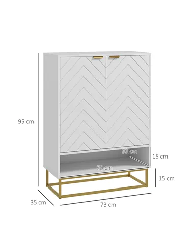 HOMCOM Shoe Storage Cabinet, Modern Shoe Cupboard with Open Shelf, Adjustable Shelf, 6 Vents, Shoe Rack for 12 Pairs of Shoes