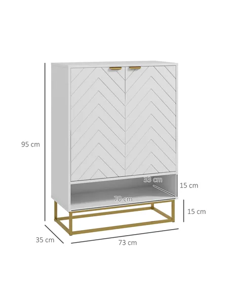 HOMCOM Shoe Storage Cabinet, Modern Shoe Cupboard with Open Shelf, Adjustable Shelf, 6 Vents, Shoe Rack for 12 Pairs of Shoes