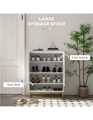 HOMCOM Shoe Storage Cabinet, Modern Shoe Cupboard with Open Shelf, Adjustable Shelf, 6 Vents, Shoe Rack for 12 Pairs of Shoes