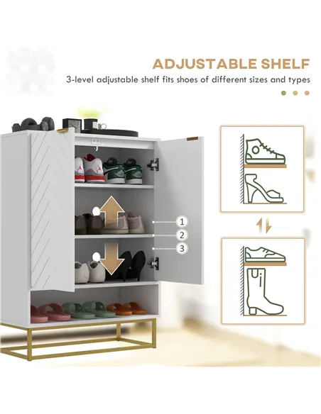 HOMCOM Shoe Storage Cabinet, Modern Shoe Cupboard with Open Shelf, Adjustable Shelf, 6 Vents, Shoe Rack for 12 Pairs of Shoes