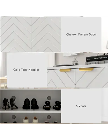 HOMCOM Shoe Storage Cabinet, Modern Shoe Cupboard with Open Shelf, Adjustable Shelf, 6 Vents, Shoe Rack for 12 Pairs of Shoes