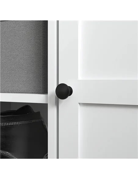 HOMCOM Multi-Compartment Shoe Storage Bench, with Top Cushion - White/Grey