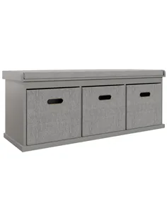 HOMCOM Three-Drawer Shoe Storage Bench, with Padded Top Seat - Grey