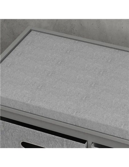 HOMCOM Three-Drawer Shoe Storage Bench, with Padded Top Seat - Grey