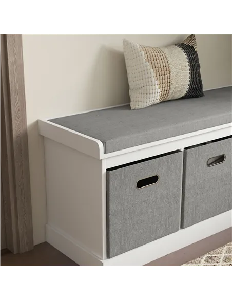 HOMCOM Three-Drawer Shoe Storage Bench, with Padded Top Seat - White