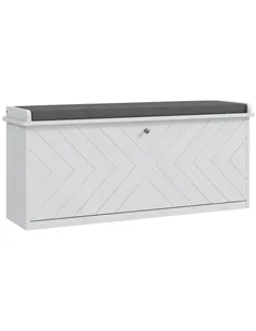 HOMCOM 10-Shoe Storage Bench, with Padded Top Seat - White/Grey