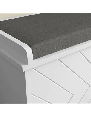 HOMCOM 10-Shoe Storage Bench, with Padded Top Seat - White/Grey