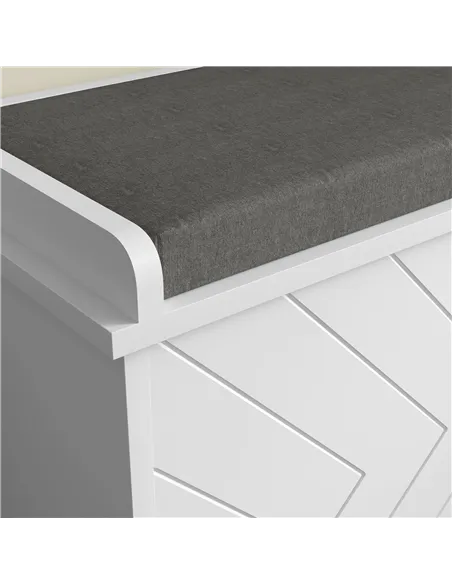HOMCOM 10-Shoe Storage Bench, with Padded Top Seat - White/Grey