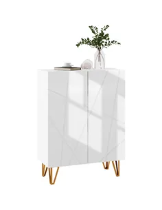 HOMCOM Narrow Shoe Storage Cabinet with Soft-Close Hinges and Adjustable Shelves for 15-20 Pairs of Shoes, White