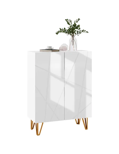 HOMCOM Narrow Shoe Storage Cabinet with Soft-Close Hinges and Adjustable Shelves for 15-20 Pairs of Shoes, White