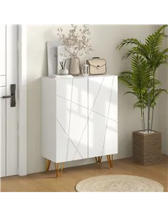 HOMCOM Narrow Shoe Storage Cabinet with Soft-Close Hinges and Adjustable Shelves for 15-20 Pairs of Shoes, White 2