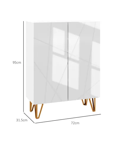 HOMCOM Narrow Shoe Storage Cabinet with Soft-Close Hinges and Adjustable Shelves for 15-20 Pairs of Shoes, White