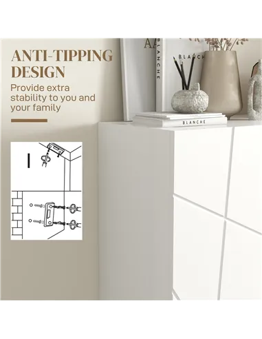 HOMCOM Narrow Shoe Storage Cabinet with Soft-Close Hinges and Adjustable Shelves for 15-20 Pairs of Shoes, White