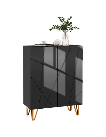 HOMCOM Narrow Shoe Storage Cabinet with Soft-Close Hinges and Adjustable Shelves for 15-20 Pairs of Shoes, Black