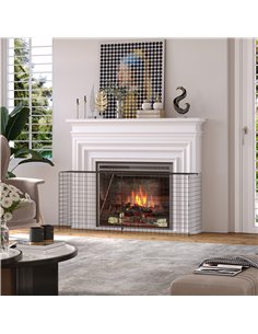 HOMCOM Extendable Fire Guard Screen, Freestanding Fire Screen Spark Guard, Folding Fireplace Cover, Wire Mesh, 81.5-160cm, Black 2