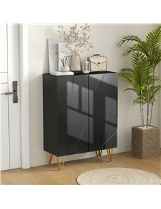HOMCOM Narrow Shoe Storage Cabinet with Soft-Close Hinges and Adjustable Shelves for 15-20 Pairs of Shoes, Black 2