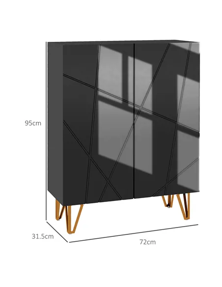 HOMCOM Narrow Shoe Storage Cabinet with Soft-Close Hinges and Adjustable Shelves for 15-20 Pairs of Shoes, Black