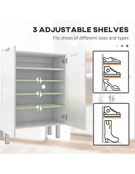 HOMCOM Five-Shelf Shoe Storage Cupboard - White