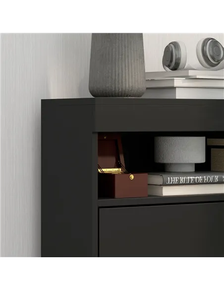 HOMCOM 16 Shoe Pair Storage Cabinet, with Flip Doors - High Gloss Black