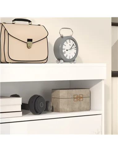 HOMCOM 16 Shoe Pair Storage Cabinet, with Flip Doors - High Gloss White