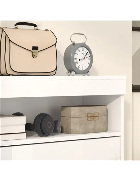 HOMCOM 16 Shoe Pair Storage Cabinet, with Flip Doors - High Gloss White