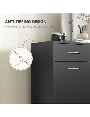 HOMCOM Narrow Shoe Storage with 2 Flip Drawers and Adjustable Shelves Shoe Cabinet Organizer for 12 Pairs of Shoes, Black