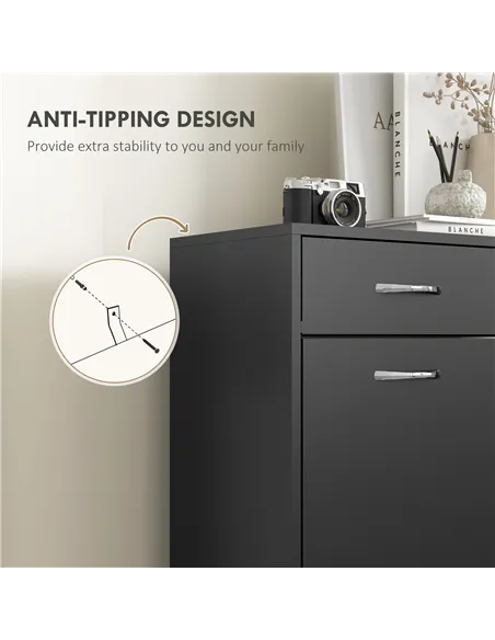 HOMCOM Narrow Shoe Storage with 2 Flip Drawers and Adjustable Shelves Shoe Cabinet Organizer for 12 Pairs of Shoes, Black