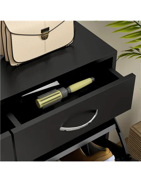 HOMCOM Narrow Shoe Storage with 2 Flip Drawers and Adjustable Shelves Shoe Cabinet Organizer for 12 Pairs of Shoes, Black